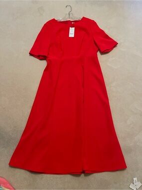 LK Bennett Red Maxi Dress with Short Sleeves